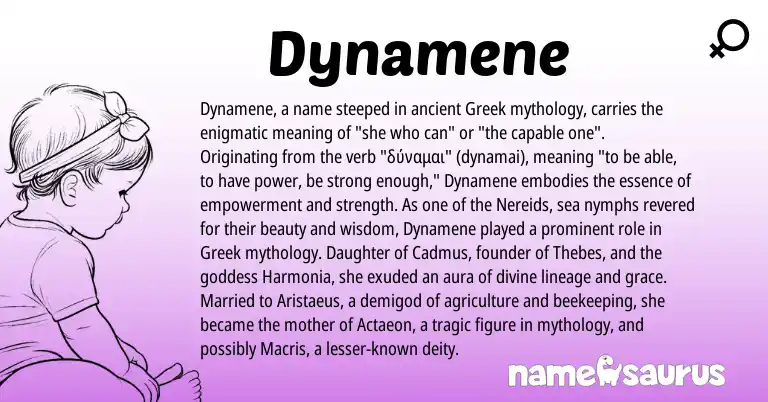 Infographic about Dynamene name meaning, Dynamene is a name from Greek origin(s).