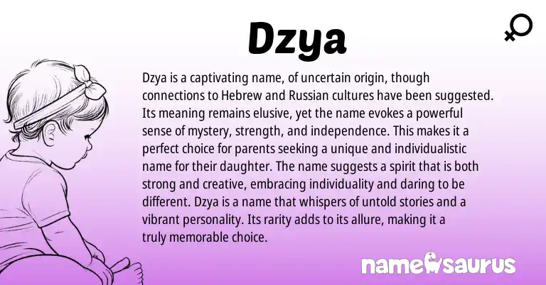 Infographic about Dzya name meaning, Dzya is a name from Hebrew, Russian origin(s).