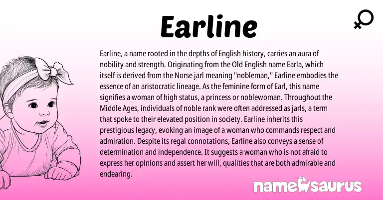 Infographic about Earline name meaning, Earline is a name from Old English, English, Norse origin(s).