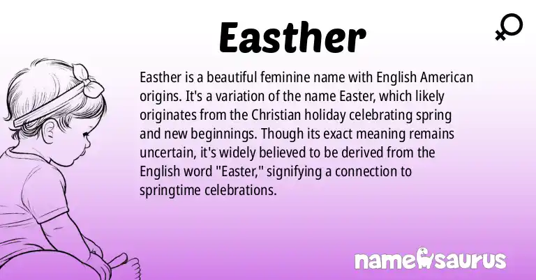 Infographic about Easther name meaning, Easther is a name from English (American) origin(s).