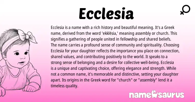Infographic about Ecclesia name meaning, Ecclesia is a name from Greek, Latin origin(s).