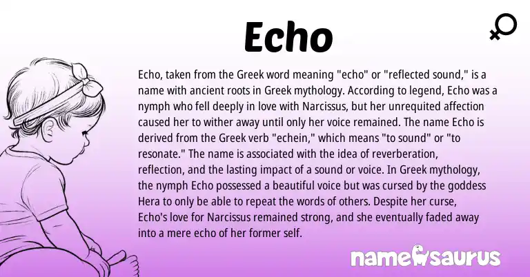 Infographic about Echo name meaning, Echo is a name from Greek origin(s).