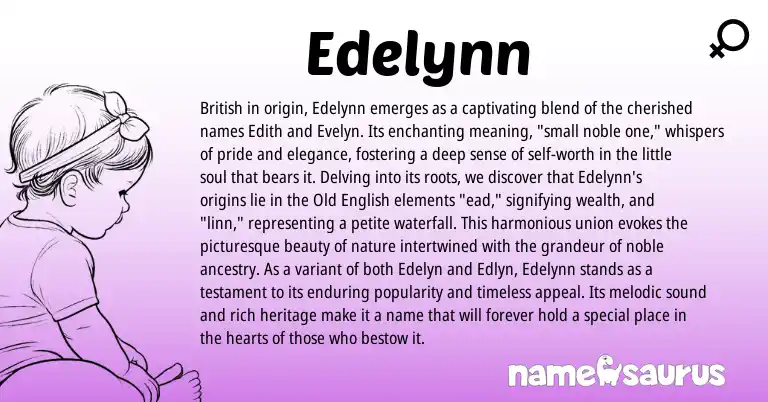 Infographic about Edelynn name meaning, Edelynn is a name from Old English, British origin(s).