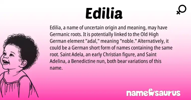 Infographic about Edilia name meaning, Edilia is a name from Old High German, German, Germanic origin(s).