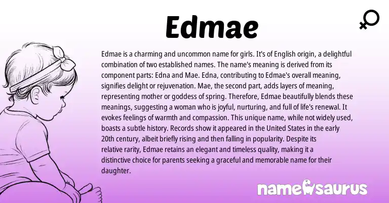 Infographic about Edmae name meaning, Edmae is a name from English origin(s).