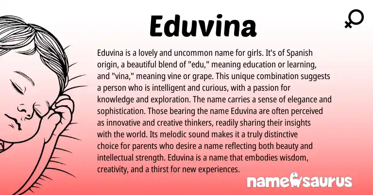 Infographic about Eduvina name meaning, Eduvina is a name from Spanish origin(s).