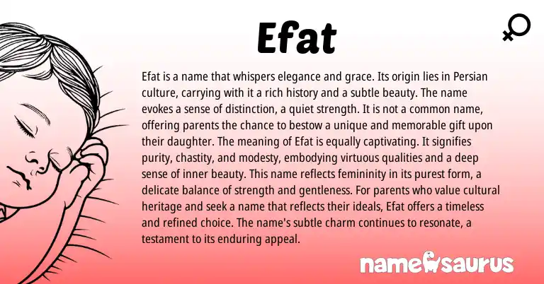 Infographic about Efat name meaning, Efat is a name from Persian origin(s).