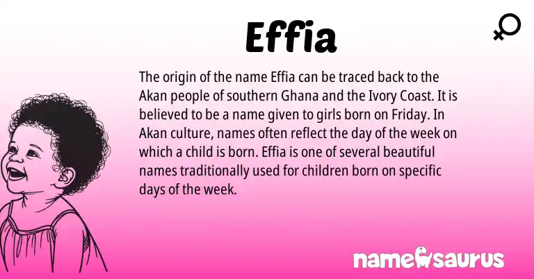 Infographic about Effia name meaning, Effia is a name from Akan, Ghana origin(s).