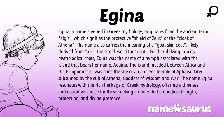 Infographic about Egina name meaning, Egina is a name from Greek origin(s).