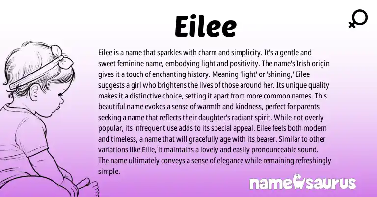 Infographic about Eilee name meaning, Eilee is a name from Irish origin(s).