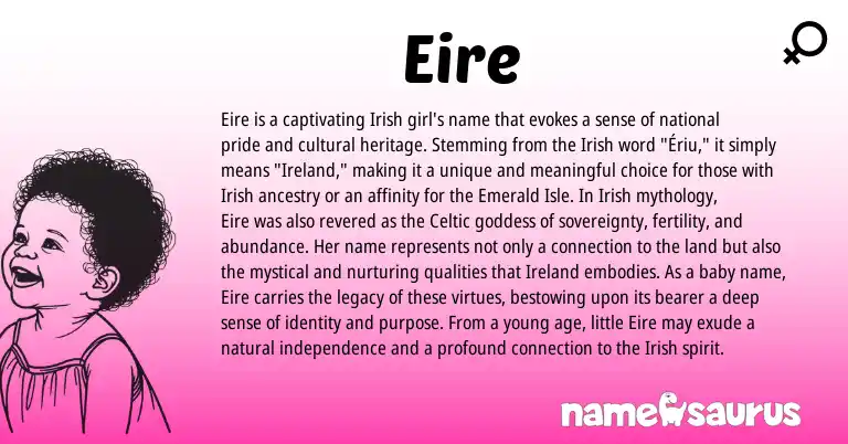 Infographic about Eire name meaning, Eire is a name from Irish, Ireland, Celtic origin(s).