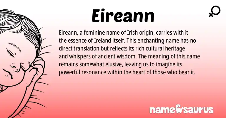 Infographic about Eireann name meaning, Eireann is a name from N/A origin(s).