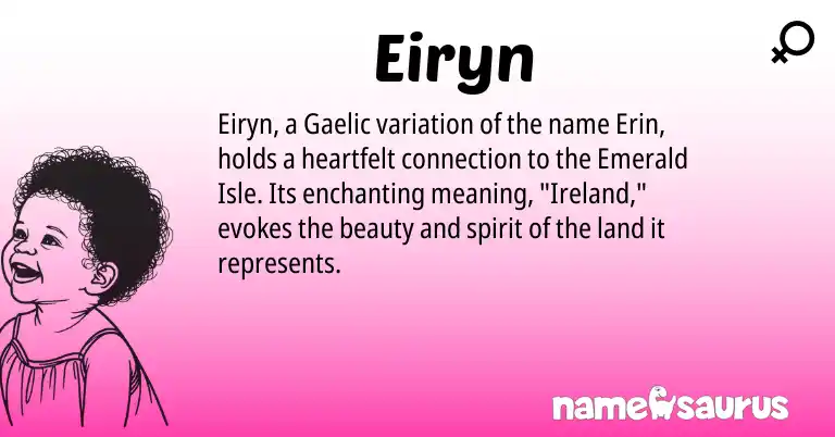Infographic about Eiryn name meaning, Eiryn is a name from Gaelic, Ireland origin(s).