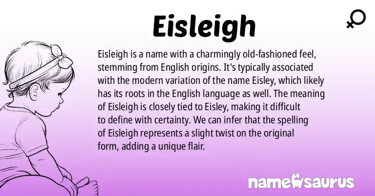 Infographic about Eisleigh name meaning, Eisleigh is a name from English origin(s).