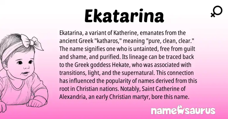 Infographic about Ekatarina name meaning, Ekatarina is a name from Greek origin(s).