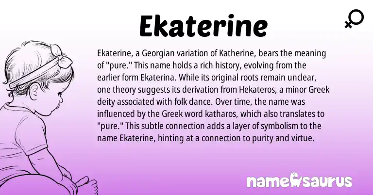 Infographic about Ekaterine name meaning, Ekaterine is a name from Georgian, Greek origin(s).