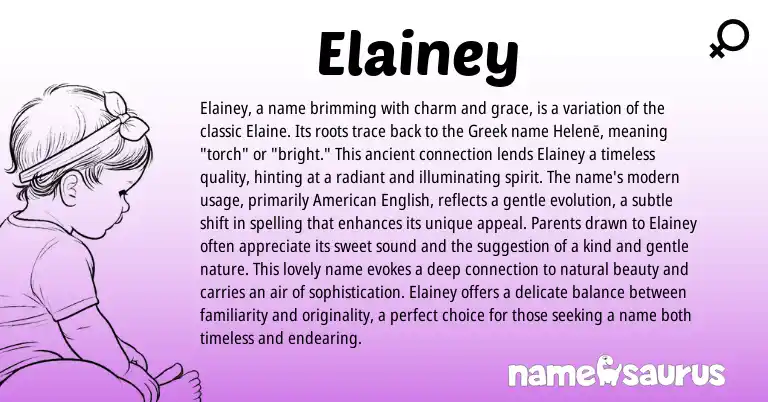 Infographic about Elainey name meaning, Elainey is a name from English origin(s).