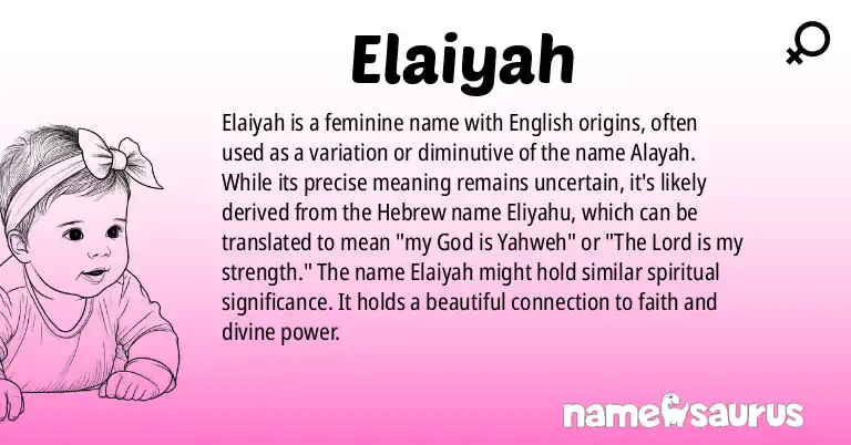 Infographic about Elaiyah name meaning, Elaiyah is a name from English origin(s).