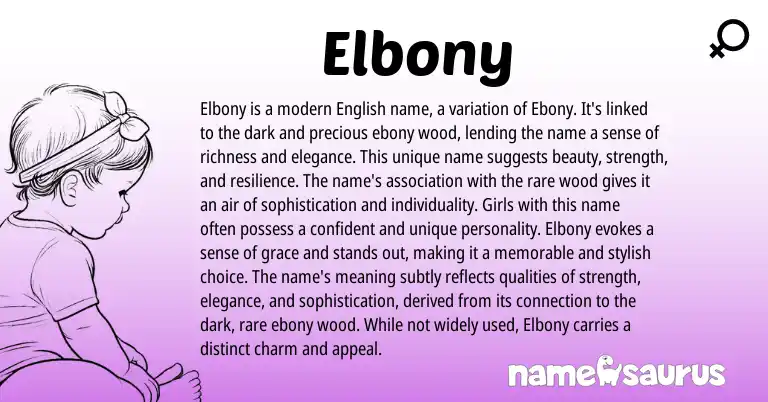 Infographic about Elbony name meaning, Elbony is a name from English origin(s).