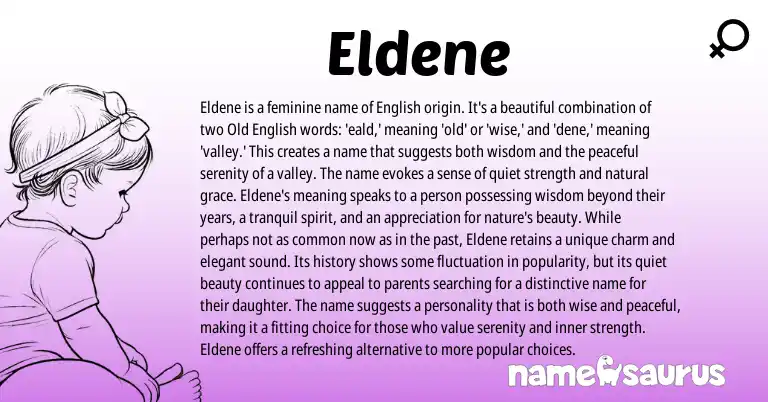 Infographic about Eldene name meaning, Eldene is a name from English origin(s).