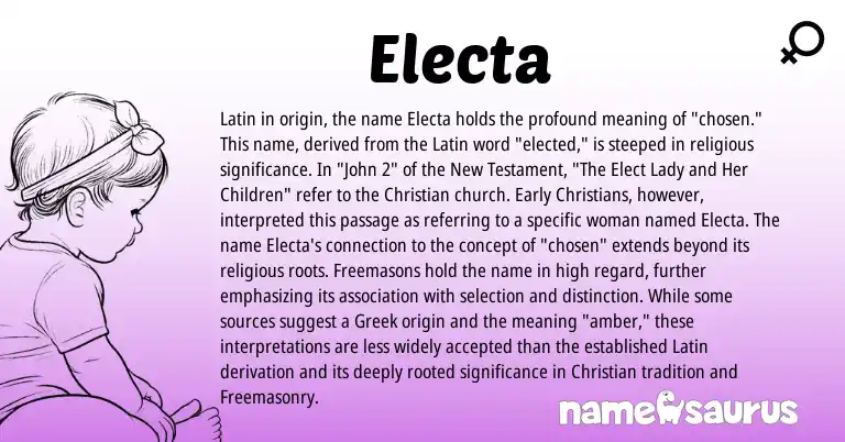Infographic about Electa name meaning, Electa is a name from Latin, Greek origin(s).