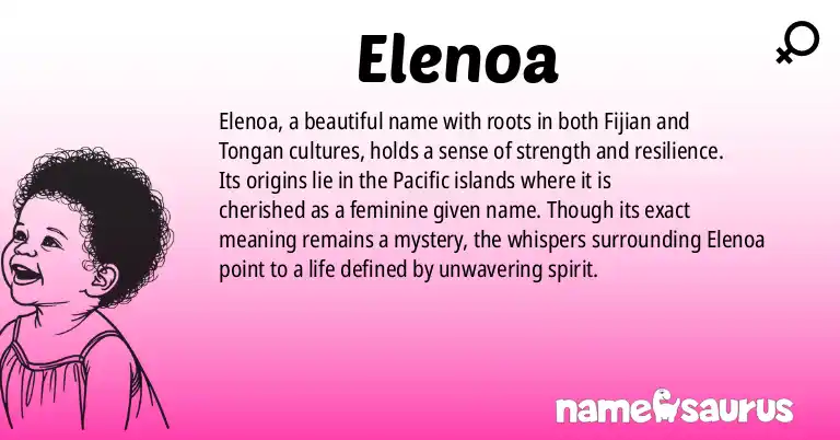 Infographic about Elenoa name meaning, Elenoa is a name from Fijian, Tongan origin(s).