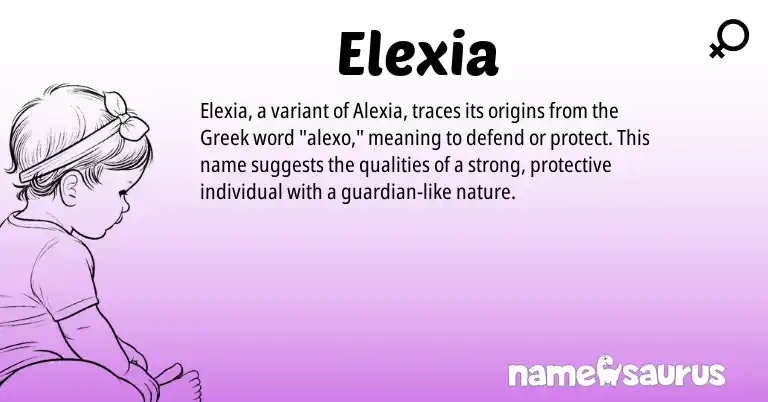 Infographic about Elexia name meaning, Elexia is a name from Greek origin(s).