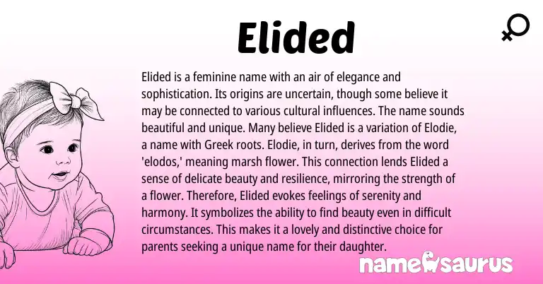 Infographic about Elided name meaning, Elided is a name from Greek, English origin(s).