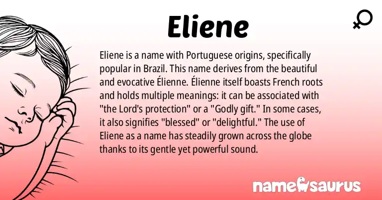 Infographic about Eliene name meaning, Eliene is a name from Portuguese (Brazilian) origin(s).