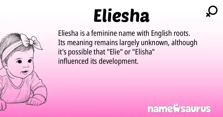 Infographic about Eliesha name meaning, Eliesha is a name from English origin(s).