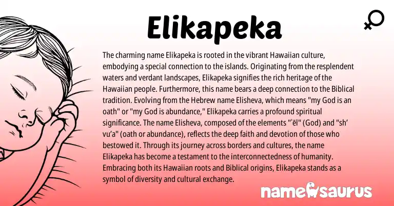 Infographic about Elikapeka name meaning, Elikapeka is a name from Hawaiian, Hebrew origin(s).