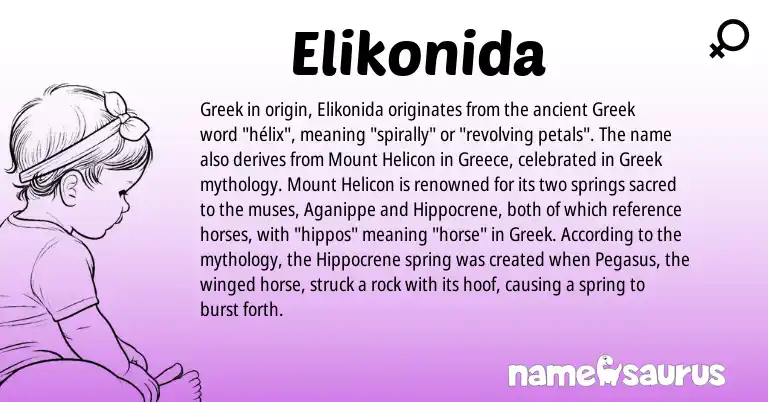 Infographic about Elikonida name meaning, Elikonida is a name from Greece, Greek origin(s).