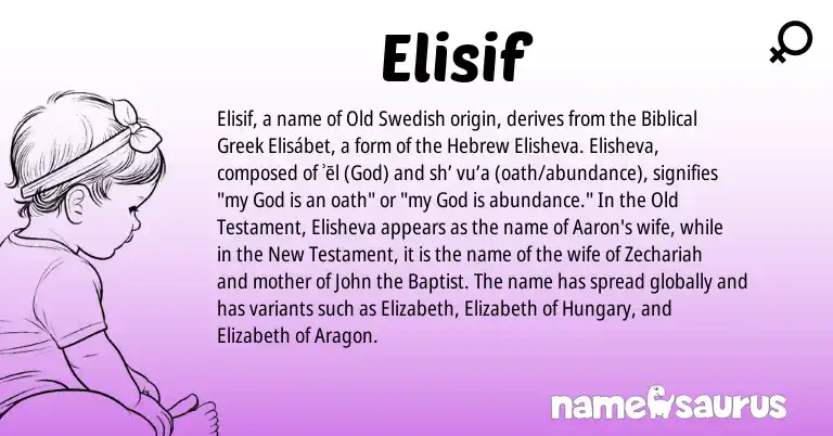 Infographic about Elisif name meaning, Elisif is a name from Hebrew, Old Swedish, Biblical Greek origin(s).