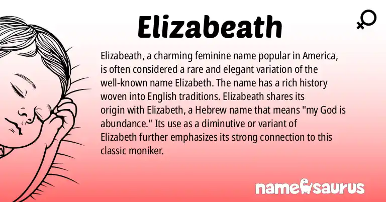Infographic about Elizabeath name meaning, Elizabeath is a name from American origin(s).