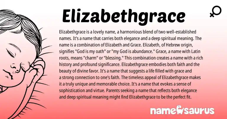 Infographic about Elizabethgrace name meaning, Elizabethgrace is a name from Hebrew origin(s).