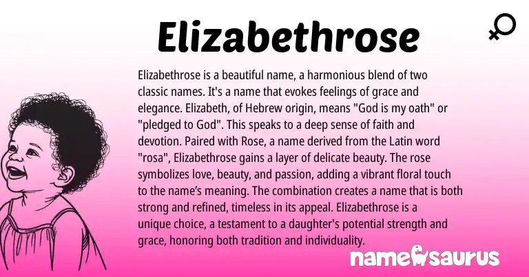 Infographic about Elizabethrose name meaning, Elizabethrose is a name from English origin(s).
