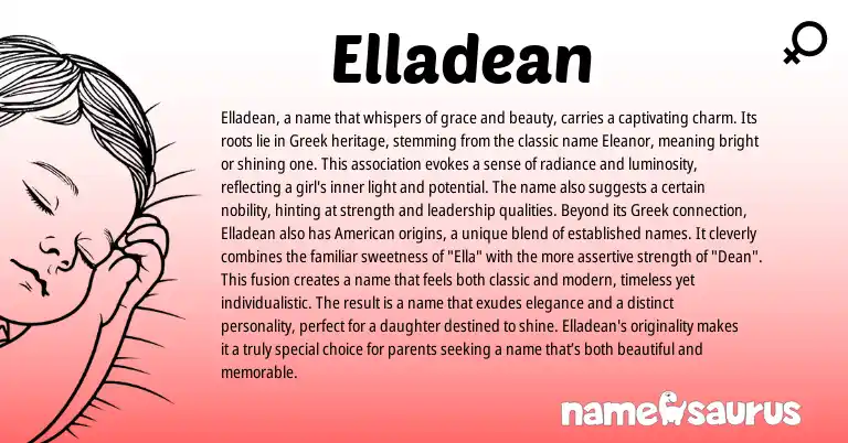 Infographic about Elladean name meaning, Elladean is a name from English, Greek origin(s).