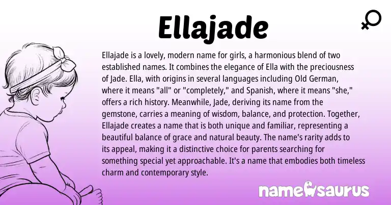 Infographic about Ellajade name meaning, Ellajade is a name from English origin(s).