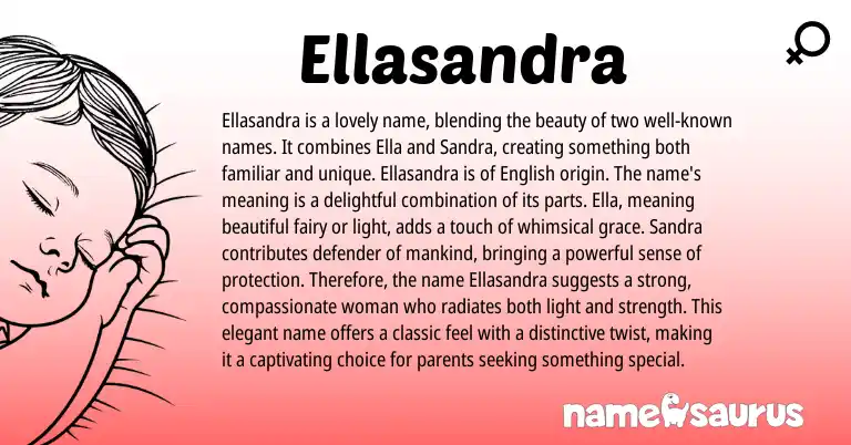 Infographic about Ellasandra name meaning, Ellasandra is a name from Greek origin(s).