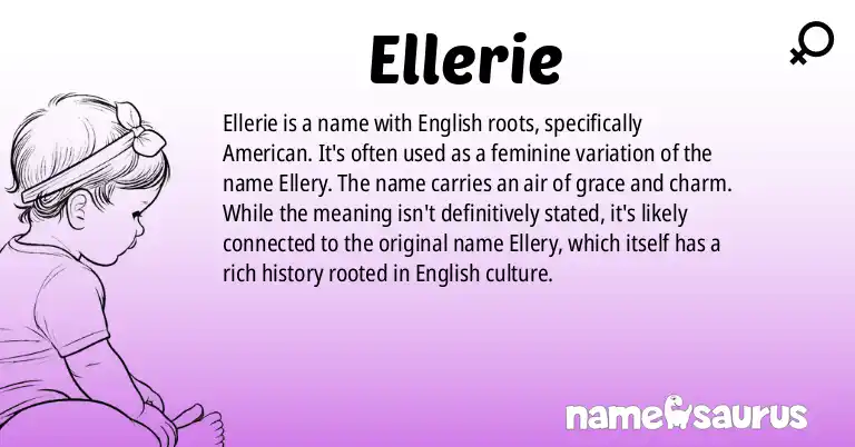 Infographic about Ellerie name meaning, Ellerie is a name from English (American) origin(s).