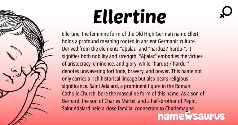 Infographic about Ellertine name meaning, Ellertine is a name from Old High German, Roman, Germanic origin(s).