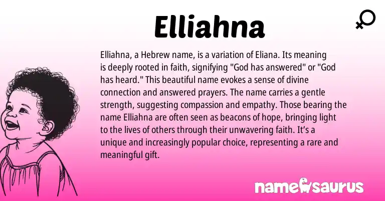 Infographic about Elliahna name meaning, Elliahna is a name from Hebrew origin(s).