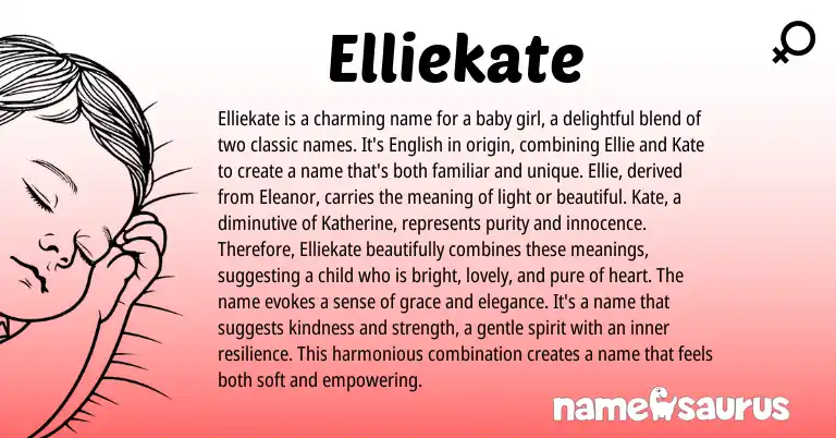 Infographic about Elliekate name meaning, Elliekate is a name from English origin(s).