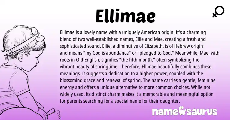 Infographic about Ellimae name meaning, Ellimae is a name from English origin(s).