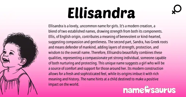 Infographic about Ellisandra name meaning, Ellisandra is a name from English, Greek origin(s).