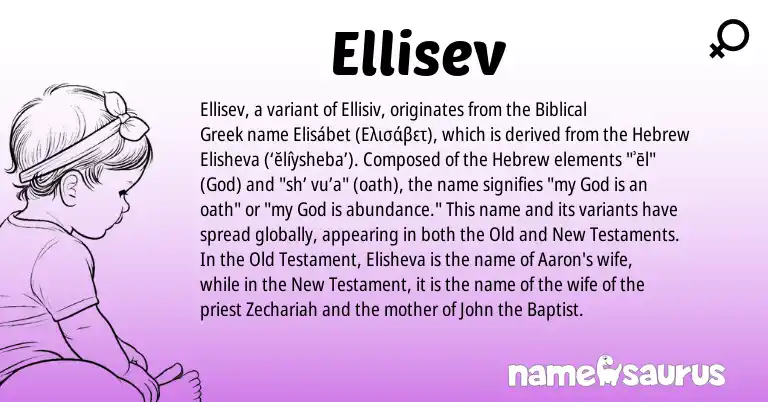 Infographic about Ellisev name meaning, Ellisev is a name from Hebrew, Biblical Greek origin(s).