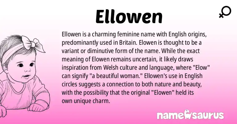 Infographic about Ellowen name meaning, Ellowen is a name from English (British) origin(s).