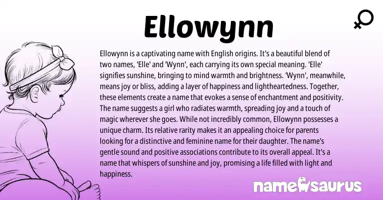 Infographic about Ellowynn name meaning, Ellowynn is a name from English origin(s).