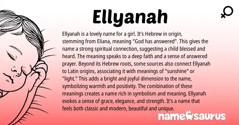 Infographic about Ellyanah name meaning, Ellyanah is a name from Hebrew origin(s).