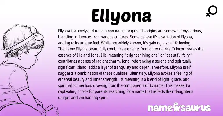 Infographic about Ellyona name meaning, Ellyona is a name from Other origin(s).